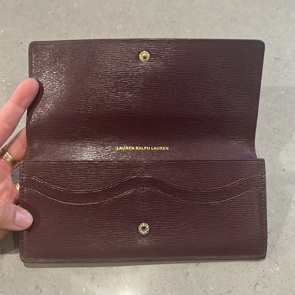 Lauren Ralph Lauren Dark Brown Textured Leather Continental Wallet - Picture 3 of 7